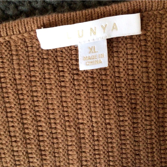 New Lunya Prima Cozy Pullover Reversible Cotton Silk Sweater Walnut Brown - Picture 9 of 12